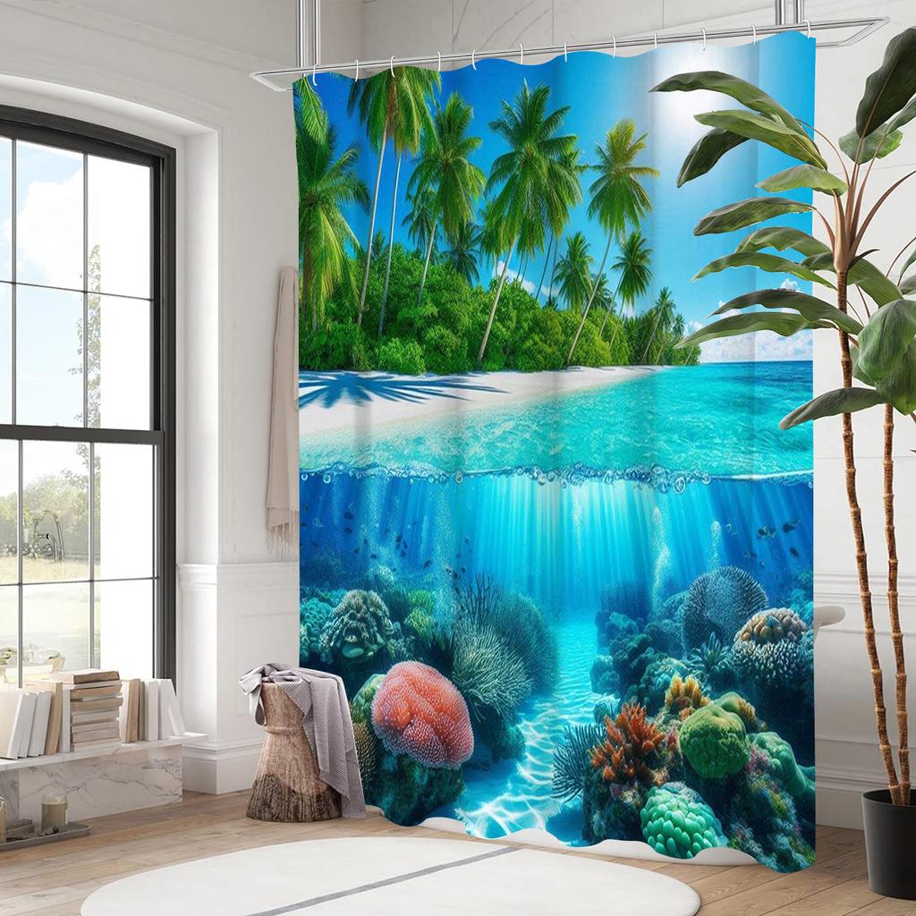 Beach Shells Pattern Bathing Curtain Bathroom Shower Curtain Waterproof With 12 Hooks Home Deco Free Ship