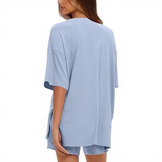 A Simple Summer Commuting Solid-color Home Wear Set That Can Be Worn Over A Two-piece Set of Casual Shorts for Women