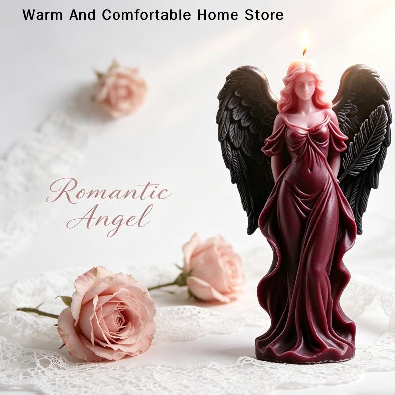 Wings Goddess Scented Silicone Candle Mould DIY Prayer Angel Sculpture Gypsum Resin Mold Women Candle Making Supplies Home Decor
