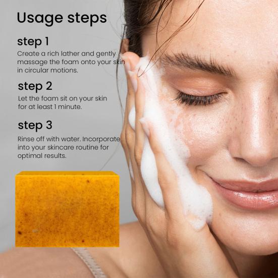 Kurkumové mýdlo na tmavé skvrny a akné na obličej a tělo, kurkumový exfoliační čisticí prostředek 100 g, kurkumové mýdlo pro všechny typy pleti