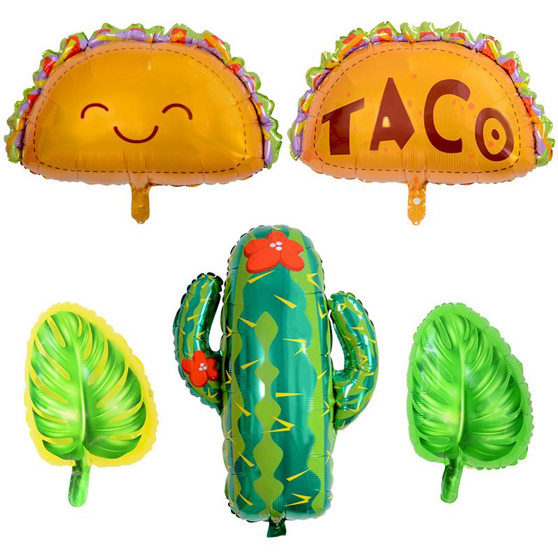 Mexican Summer Party Decorated Fruit Balloon Tropical Cactus Pineapple Watermelon Taco Strawberry Aluminum Balloon