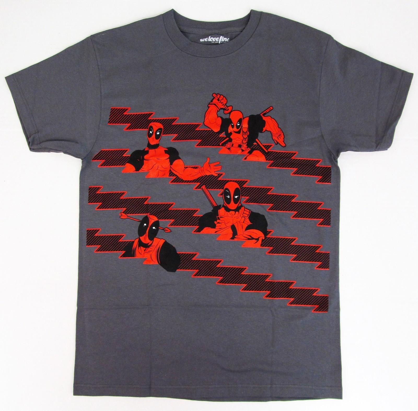 DEADPOOL Stripes Marvel Comics Antihero T-shirt Movie Comic Book Tee Men s LARGE S
