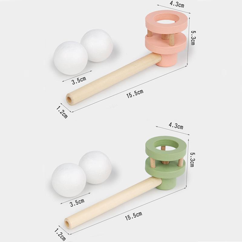 Wooden Balance Blowing Toys Blowing Pipe Whistles Balls Toys Floating Blow Pipe Balls Game Toy for Party Supplies Toddler Kids