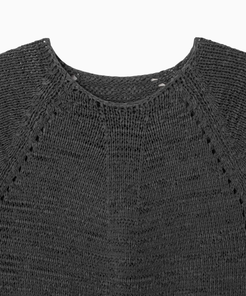 Ohesio Weaving Pocket Cap-Sleeve Knit, Charcoal