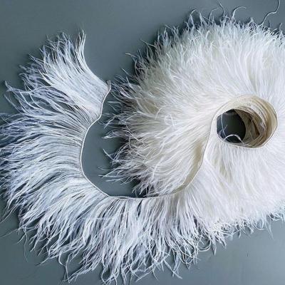 High Quality Ostrich Feather Trim Fringe Natural White Feather Ribbon Trimming For Party Dress Sewing Wedding Accessories 1 M