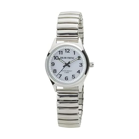CREPHA Watch Analog Solar Stainless Steel Strap Daily Waterproof Silver SM-AL169-WTS Women s