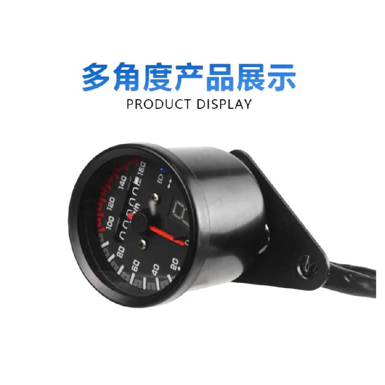 Universal Motorcycle LED Speedometer with Gear Indicator, Retro Modified Meter for Harley, Steed, Diwang