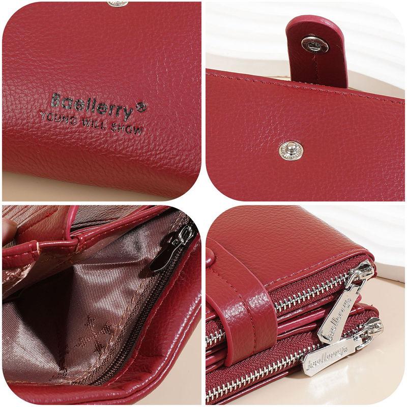 Baellerry Women Fashion Short Wallets Casual Tri-fold Coin Purse Double Zipper Card Holder Purses GZW