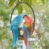 Parrot Pendant, Waterproof Resin Outdoor Garden Decoration with Iron Ring Suspension, Realistic Macaw Pair Hanging Ornament for Balcony Trees Indoor