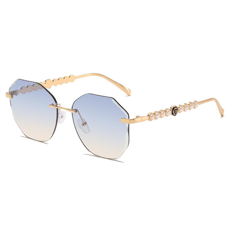 Frameless Pearl Sunglasses for Women - Elegant Y2K Style with Metal Sun Protection