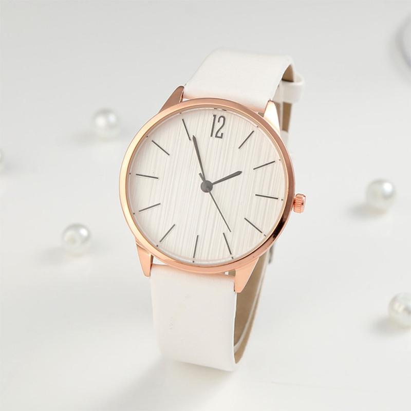 Women Concise Leather Strap Casual Small Dial Quartz Watch