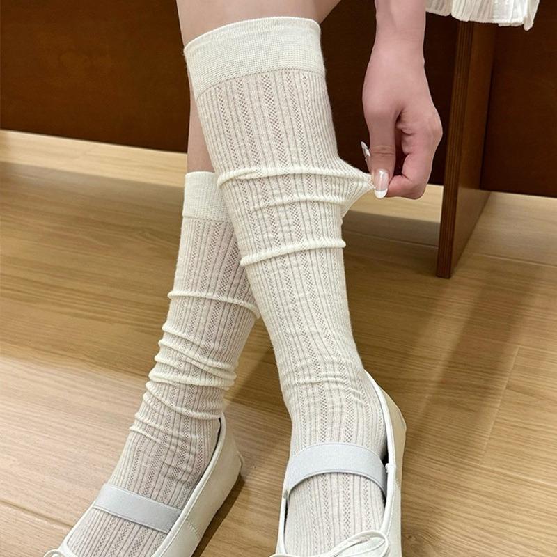 Ballet-style Calf Socks for Women In Summer, Thin and Slimming, Mesh Breathable, Grey Long Pile Socks for Summer