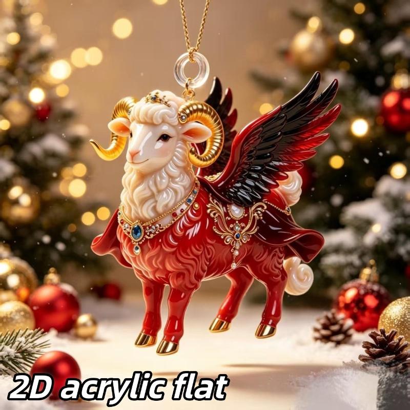 1Pcs Sheep Shaped Flat Acrylic Car Rearview Mirror Hanger Aesthetic Pendant for Auto Interior Home Shelf Decor