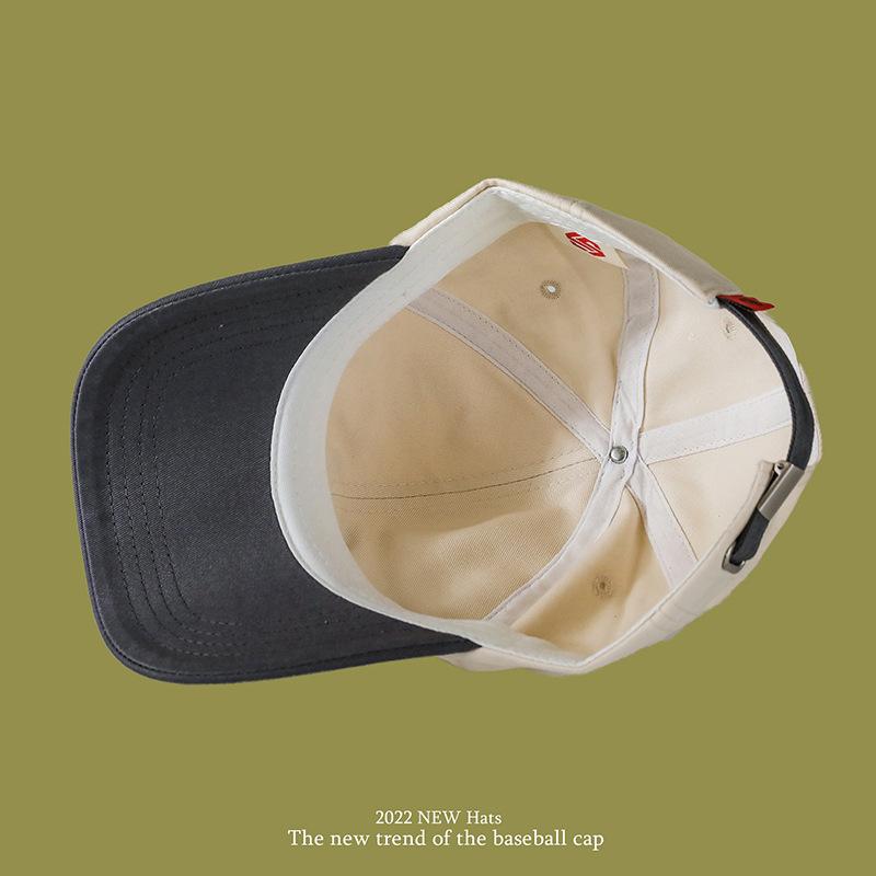 New Style Soft Top Letter Embroidery Female Baseball Cap with Big Brim and Male Sun Visor Color Block Baseball Cap