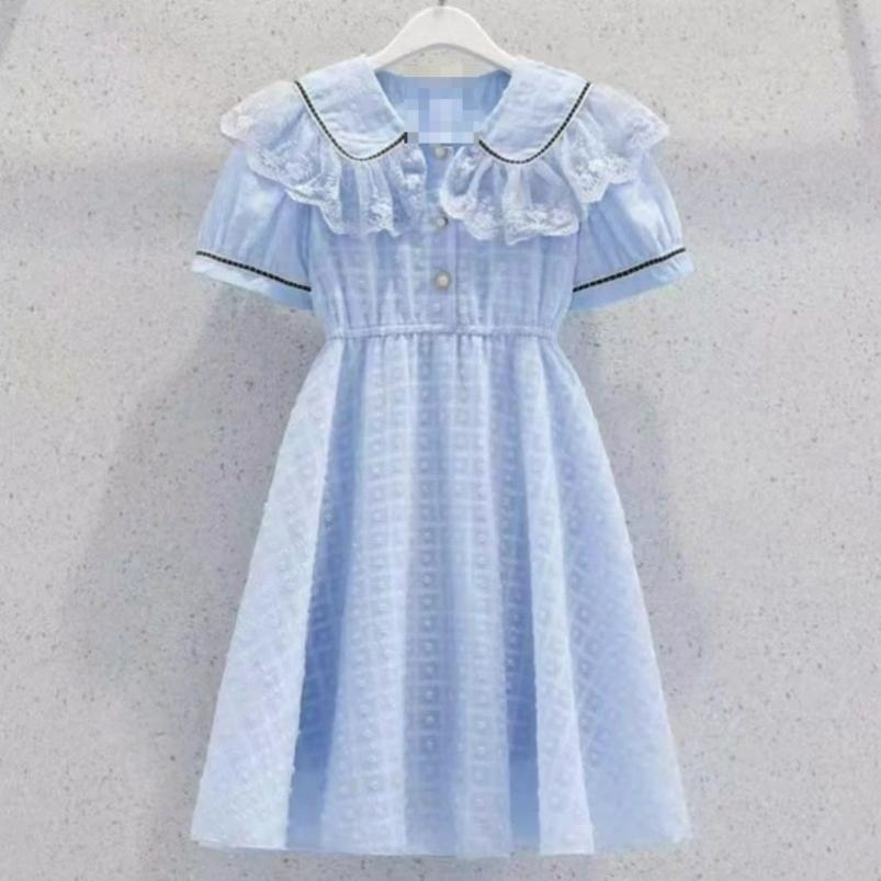 Girls' Dresses, Small Fragrance, Summer, Big Children's Fashion, Western Style, Waist Chiffon Princess Dress, Thin Section
