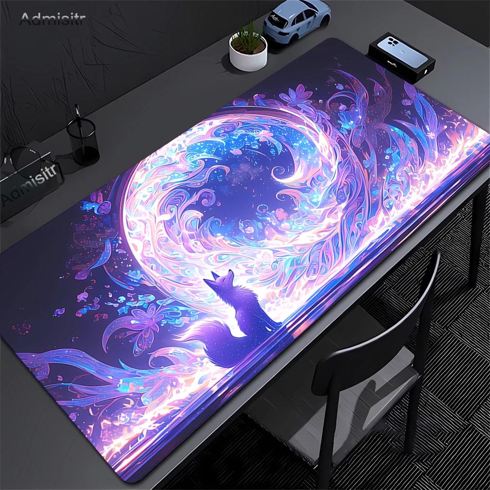 Pink Fox Large Gaming Mousepad XXL Gamer Mouse Pad Office Long Table Accessories Mouse Mat Kawaii Nine-tailed Fox Desk Mat Xxl