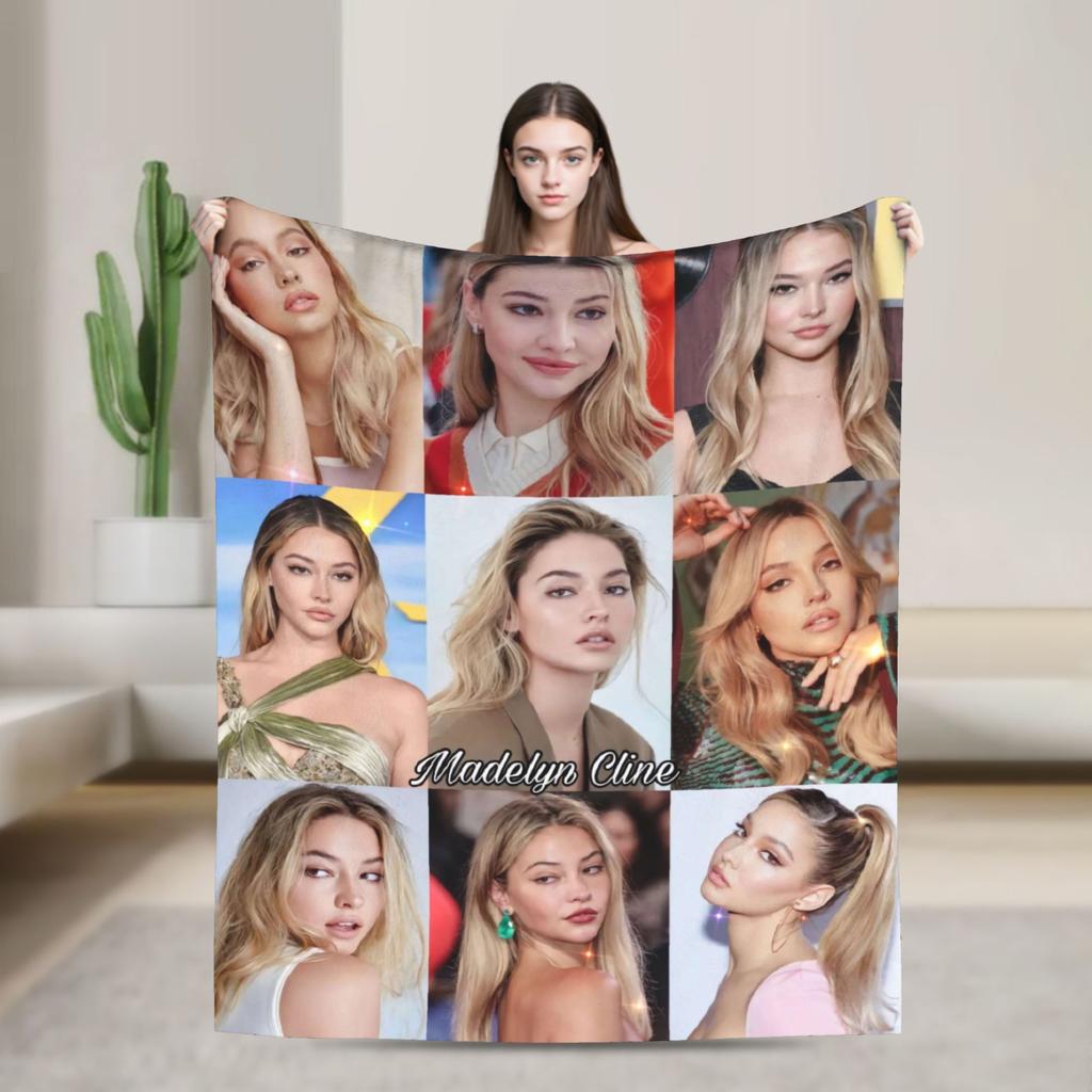 Super Soft Throw Blanket Travel Office Madelyn Cline Beautiful Actress Poster Blanket Flannel For Outdoor Trend Sofa Bed Cover