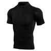 Men's Stand Collar Zipper Fitness Short Sleeve Training Stretch T-shirt Sports Quick-drying Clothes
