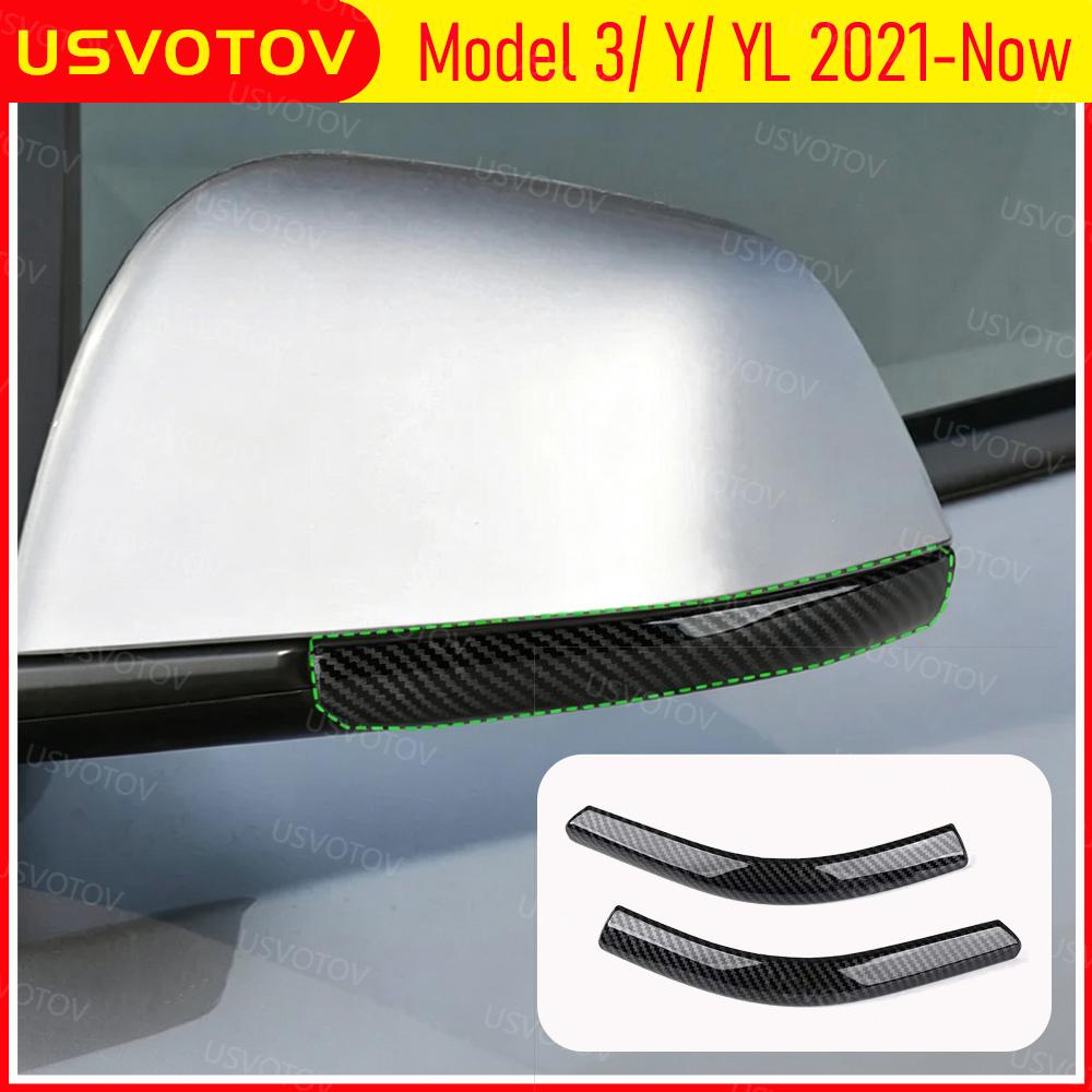 Cache-bande de rétroviseur USVOTOV pour Tesla Model 3 Y YL Accessoires 2026-2021 Protecteur de bande pare-chocs de rétroviseur anti-collision