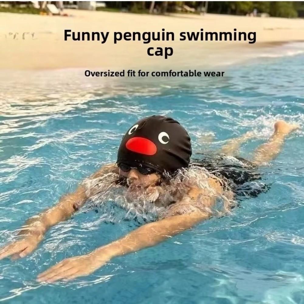 Enlarged Swimming Cap Waterproof Silicone Swimming Cap Penguin Swimming Cap  Women Swim