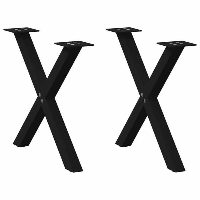 VidaXL Pieds de table basse en forme de X, 2 pièces, noir, 38 x (42-43) cm, acier 4012896