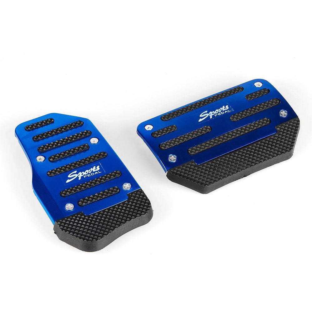 Universal Car Aluminum Automatic Gear Brake Accelerator Non-Slip Foot Pedal Pad Cover 2Pcs/set Red/Blue/Silver