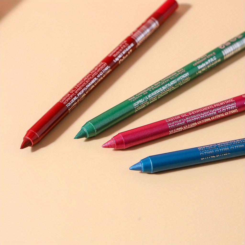 Conjunto Multifuncional de Lápis de Sombra com Glitter, 17 Cores | Delineador Metálico e Canetas de Maquiagem | Longa Duração