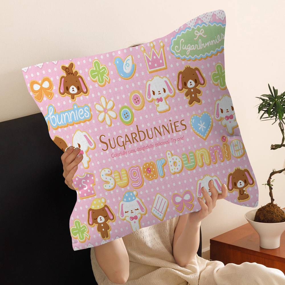 S-Sugarbunnies Office Cushion Pillowcase Car Cushion Cover45X45CM Lumbar Pillowcase Sofa Pillowcover