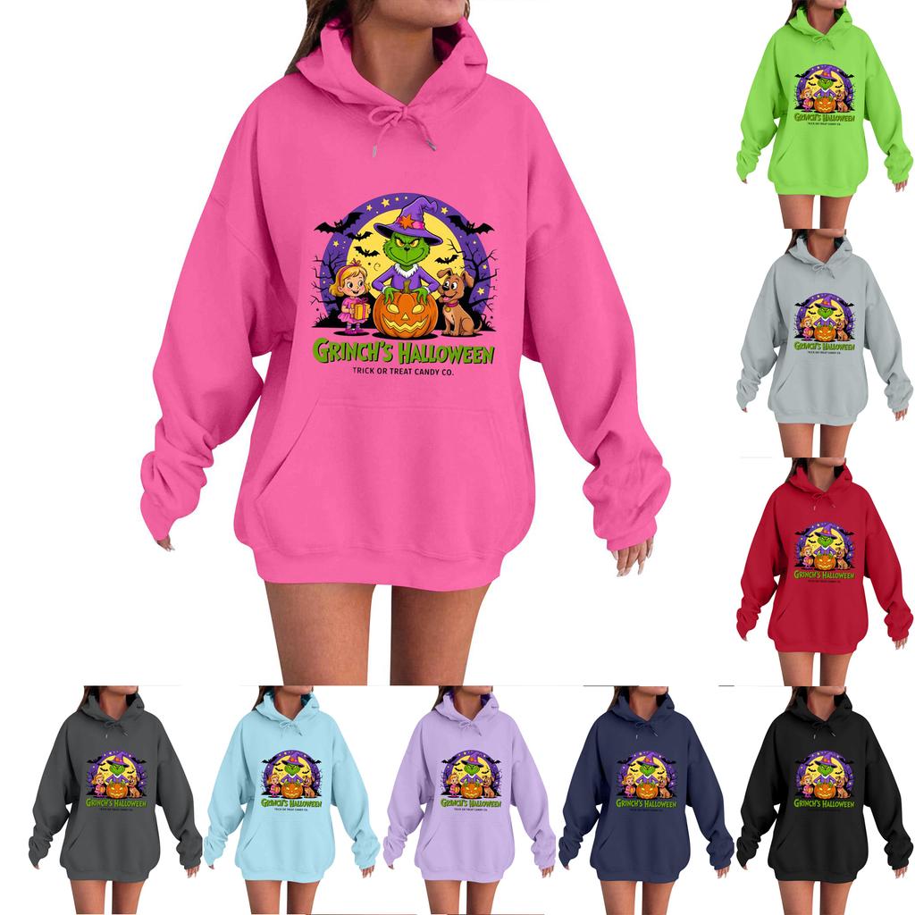 Women's Casual Comfortable Neck Hooded Long Sleeve Christmas Print Warm Sweatshirt