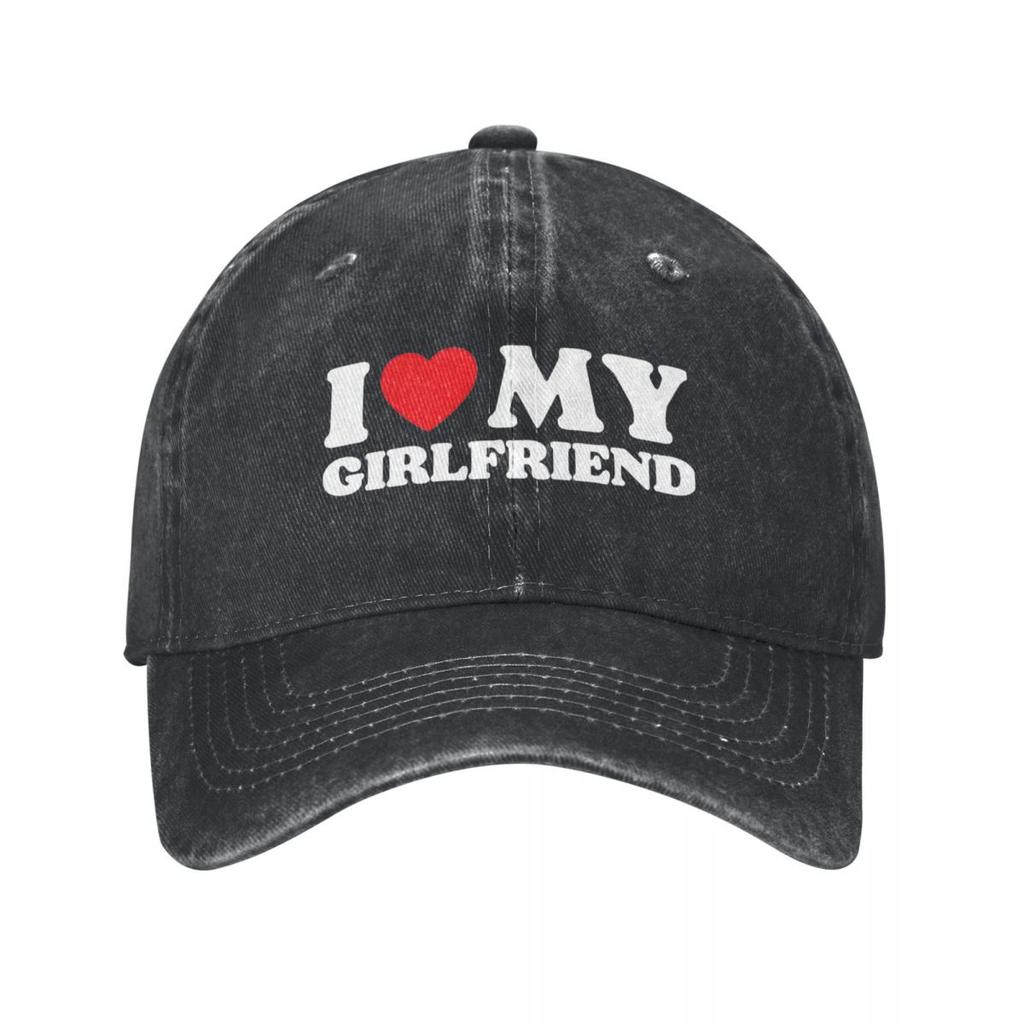 Vintage I Love My Girlfriend Baseball Caps for Unisex Women Distressed Washed Sun Cap Outdoor Running Golf Caps Hat