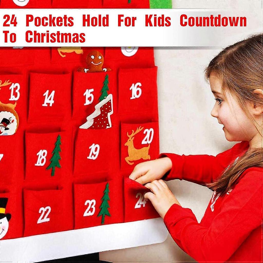 Christmas Countdown Calendar, Holiday Advent Santa Figures Kids Adults Christmas Gifts Hanging DIY Bags Tree Room Office Fireplace Funky