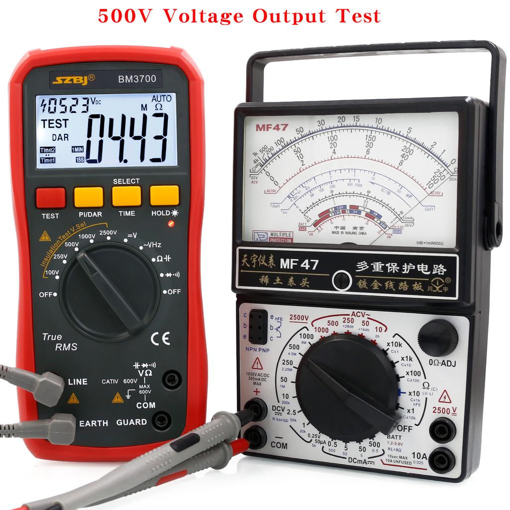 Digital Insulation Resistance Tester Multimeter with Rechargeable Lithium Battery, BM3700, 2-in-1 Handheld Megohmmeter