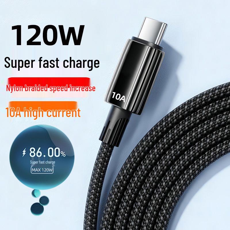 120W Nylon Braided Super Fast Charging Data Cable for Huawei Type-C Honor 10A Flash Charge.