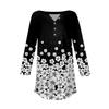 3/4-lengde ermer Dameoverdeler Sommer T-skjorter Blomstertrykk V-hals Casual Basic T-skjorter med knapper Tunikaoverdeler