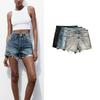 Spring New Trendy Match Sexy Washing Effect Raw Hem Ripped Decoration High Waist Denim Shorts 2569073