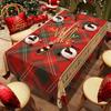 Christmas Tablecloth, Waterproof and Oil Resistant Dining Table Mat, Red Long Strip Party Decoration and Arrangement Tablecloth
