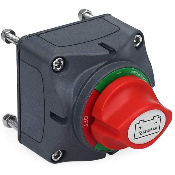Spurtar Car Battery Disconnect Switch 12V 24V 48V 1-2-Both-Off Battery Kill Switch Power Cut Off Shut Off Waterproof Isolator For Marine Boat Car ATV