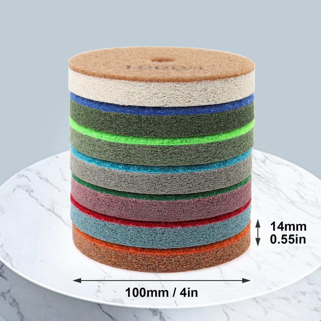 Z-LION 7-Piece Diamond Sponge Polishing Pads, Wet Buffing Pads, Hoop & Loop Buffing Wheels for Grinders, Clean Granite and Marble (4-inch)