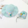 New Fashion Beach Hat Cute Outdoor Parent-child Hats 2-piece Womens Beach Set Sun Hat and Woven Bag Lightweight and Breathable