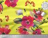 Soimoi Japan Crepe Satin Fabric Leaves & Poppy Flower Print Sewing Fabric Metre 42 Inch
