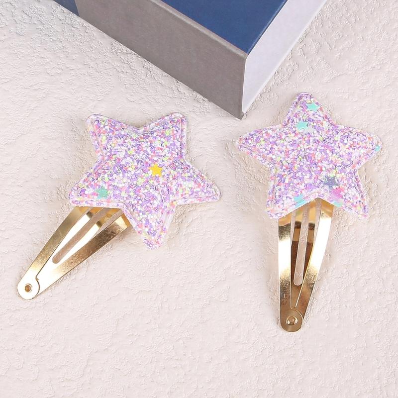 Sequined Casual Barrettes Hair Clip Bowknot Sweet Star Flat Clip Hairpin Star Bowknot 2000s Hair Clip for Bunches