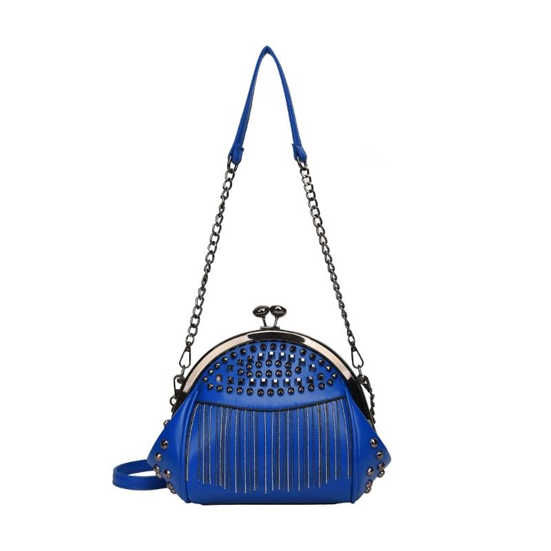 Womens Chain Shoulder Bag PU Leather Handbags Tassels Rivets Crossbody Bag Fashion Messenger Bag Seashells Bag for Daily