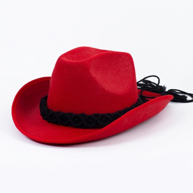 Western Cowboy Hats Wear Resistant Rolled Brims Felt Hat Eye Catching for Show