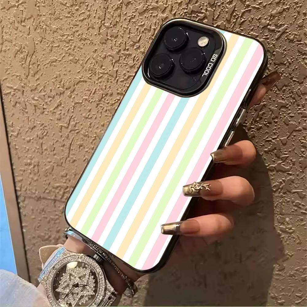 Nice -colorful -stripes Phone Case For IPhone17  16 11 12 13 14 15 16 Pro Max Plus Cover Colored Silver Funda Bumber