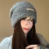 Knitted Hat for Women In Autumn and Winter High End Fashion Wool Hat Big Head Circumference Showing Face Small Warm Piles of Hat Cold Hat