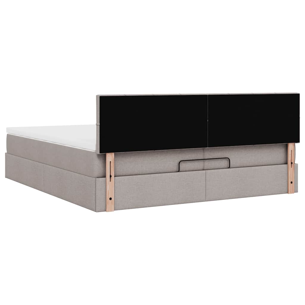 Ottoman Bed with Mattress Taupe 200x200 cm Fabric