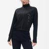 FILA SS22 Athletics Solid Color Zip Collar Letter Sports Knit Long Sleeve Jacket Women jackets Deep-Black A11W221508FBK