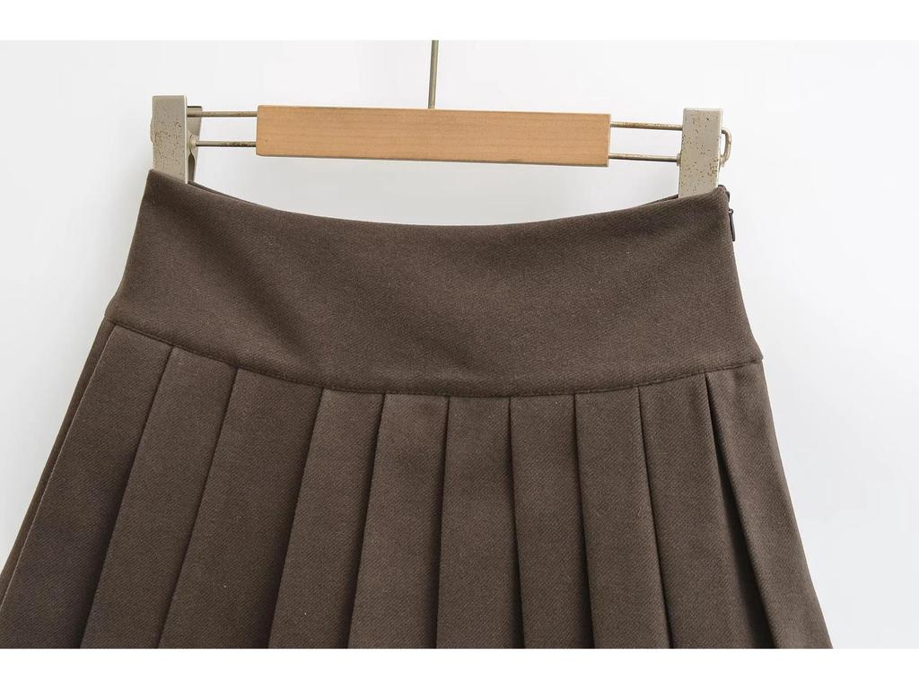 MIU Style Academy Mini sukně z vlněné směsi s plisováním a vysokým pasem pro ženy - Podzim/Zima