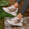 Women's Shoes Spring Autumn Casual Sneakers Wedges Ethnic Style Colorblocking Round Toe Vulcanize Shoes Lace Up Large Size Tenis