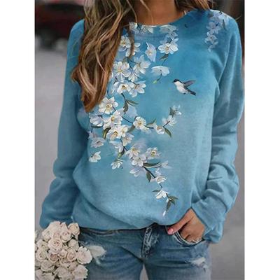 Felpe con cappuccio floreali autunnali, con stampa 3D di fiori e uccelli, da donna, streetwear, a maniche lunghe, con cappuccio Y2k, abbigliamento da donna